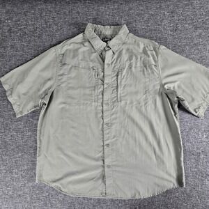 Habit Mens XL Green Short Sleeve Button Up Shirt 30 Solar Factor Quick Dry